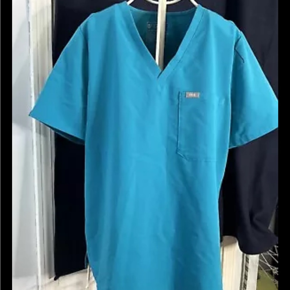 Figs Technical Collection One Chest Pocket Scrub Top Teal Sz XL #882